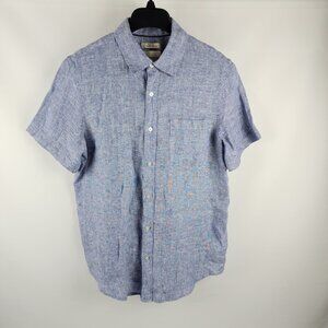 Thom Aaron Shirt Mens Medium Blue 100% Linen S/S Button Up NWT